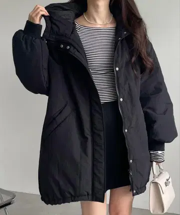 andme 다운 코트 오버 사이즈 후디 충전솜 다운 코트