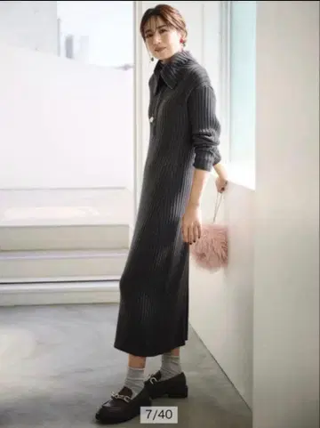 마이 스트라다 지퍼 니트 원피스