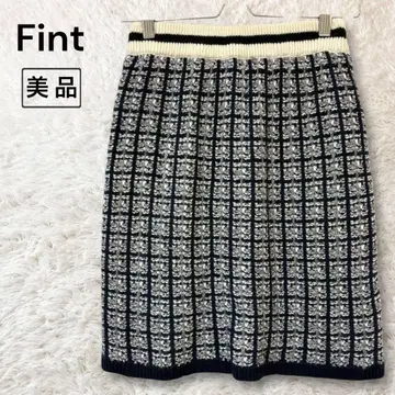 새상품급 핀 트위드 니트 스커트 미니 스커트 워셔블 네이비 체크
