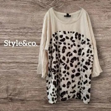 1점 한정 Style&co. 레오파드 무늬 긴팔 튜닉 2X 티셔츠