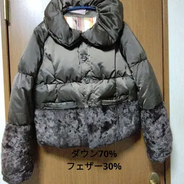 다크 브라운 다운 자켓 인조 모피 포함