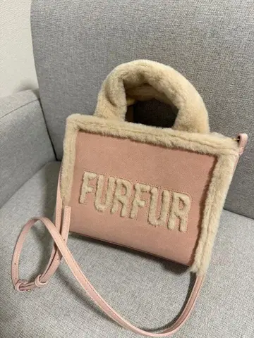 FURFUR 무스탕 로고 토트백 핑크 숄더백