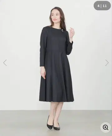 워셔블 스트레치 플레어 원피스 40 사이즈 블랙 네이비