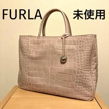 [ 미사용 ] FURLA 악어 엠보싱 토트백 라이트핑크