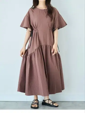 mil 플레어 슬리브 드로스트 원피스 XS 사이즈 브라운