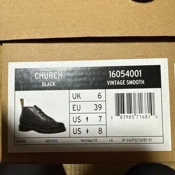 거의 미사용 CHURCH 블랙 가죽 신발 UK6