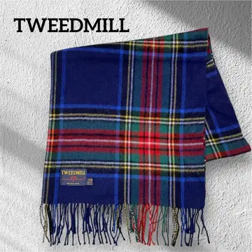 TWEEDMILL 트위드밀 체크 무늬 울 100% 대형 스톨