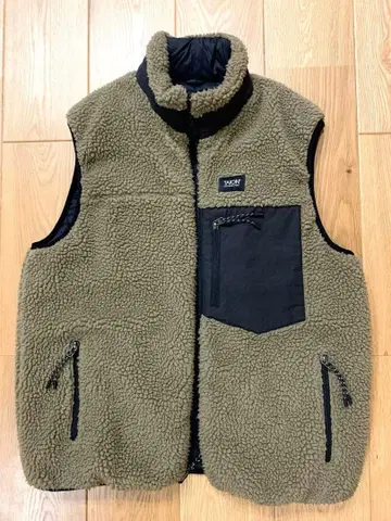 TAION 다운 베스트 리버서블 다크 베이지 카키