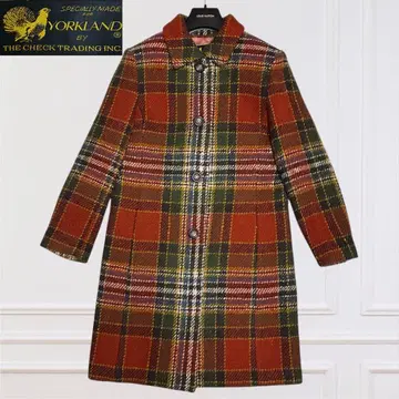 YORKLAND 요크랜드 타탄 체크 울 코트 롱 11호