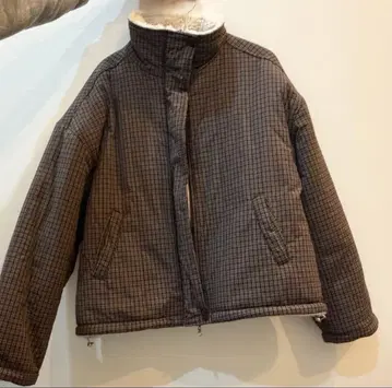 full/fill 리버서블 체크 보아 퍼프 자켓