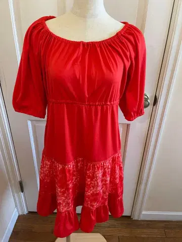 새상품급 미국 구매 빈티지 A라인 원피스 7부 소매 베스트 포함