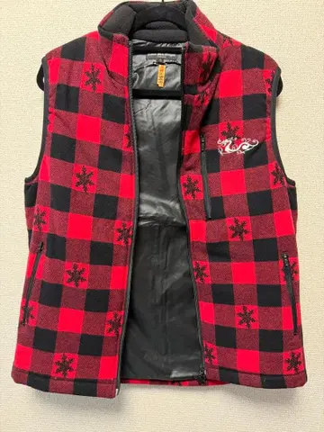 Dance with Dragon 남성용 빨검 체크 베스트 눈꽃 사이즈 3
