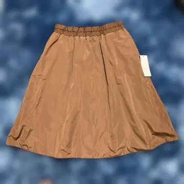 OFUON 플레어 스커트 브라운 격자 무늬 리버서블