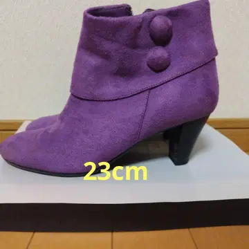 여성용 보라색 스웨이드 버튼 숏부츠 부티