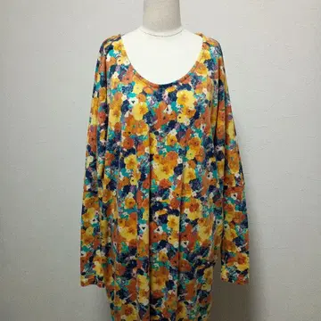 [ antiqua ] 롱 원피스 ( 프리 ) 꽃무늬 긴팔 크루넥