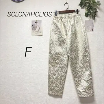 10739 SCLCNAHCLIOS 꽃무늬 메탈릭 팬츠 F 캐주얼