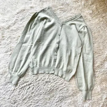 tocco closet 가디건 민트 그린 비쥬 꽃 V넥