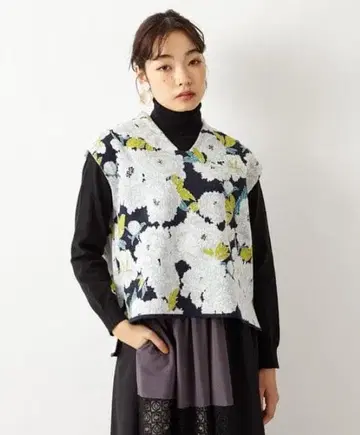 후리후 난기쿠 자카드 편직 니트 상의