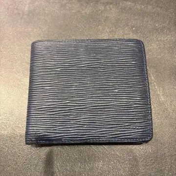 아니아리 가죽 접이식 지갑 네이비