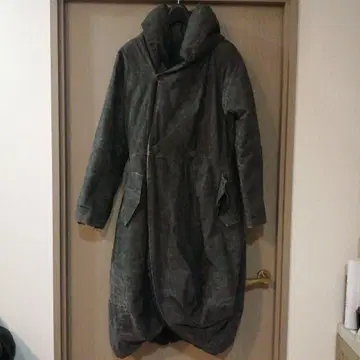 OHYA 후드 부착 그레이 계열 롱 코트 M 일본제