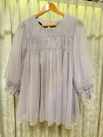 로즈 티아라 46 퍼플 쉬폰 블라우스