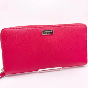 케이트 스페이드 라운드 지퍼 장지갑 레드 핑크