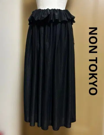 NON TOKYO 논토쿄 와이드 팬츠 블랙 허리 프릴