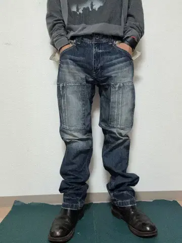 일본제 Johnbull 빈티지 가공 데님 M