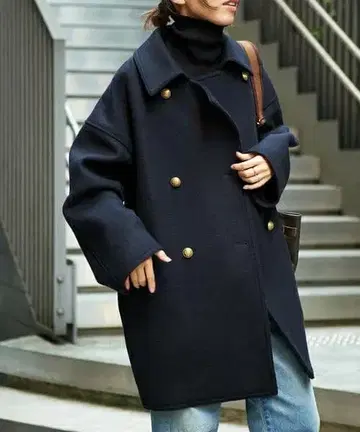 FRAMeWORK Super100 더블 크로스 P 코트 울 나일론