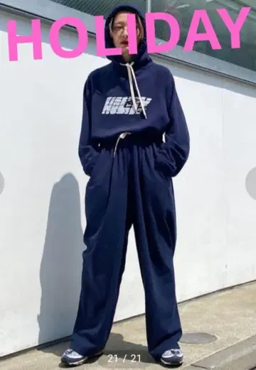 HOLIDAY*mini sweat baggy pants 네이비