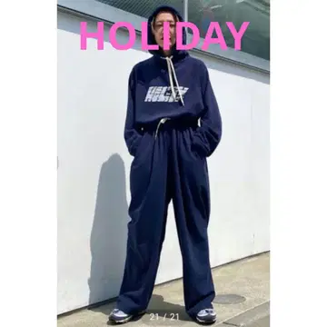 HOLIDAY*mini sweat baggy pants 네이비