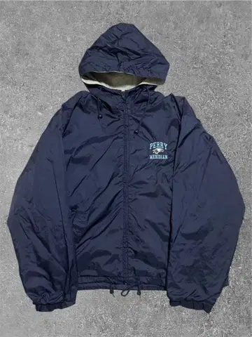 US 구제 의류 미국 빈티지 의류 나일론 후드티 나일론 자켓 네이비 자수