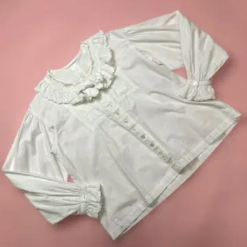 핑크하우스 화이트 핀턱 리본 블라우스