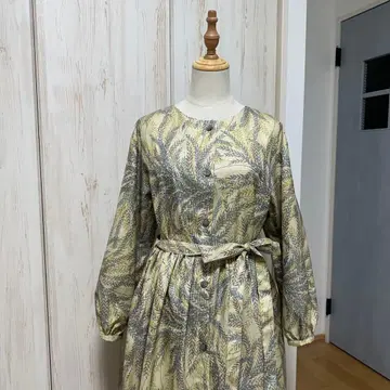 기모노 리메이크 순수 실크 츠무기 소재 프론트 오픈 원피스 (L)