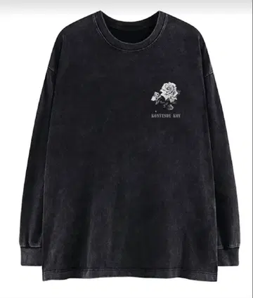 장미 프린트 긴팔 T셔츠 L