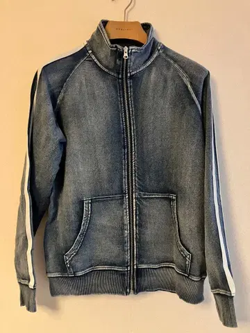 스트라이프 데님 블루종