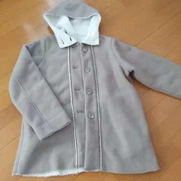 후드 부착 베이지 플리스 코트 M L