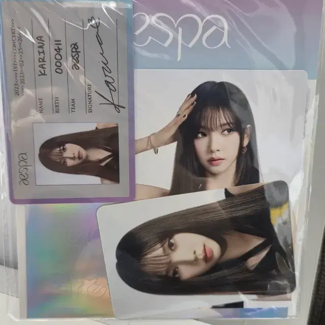 에스파 카리나 싱크 하이퍼라인 콘서트 ID카드+응원봉 데코스티커