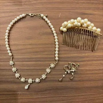 액세서리 세트 귀걸이 목걸이 펄 머리 장식 결혼식