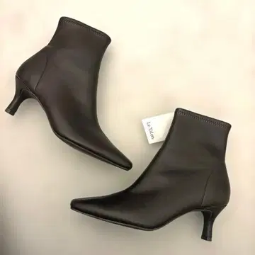 루 타론 프렌치 스퀘어 숏부츠 6cm 브라운 택 포함 미사용 새상품