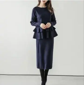 La-gemme 네이비 2way 프릴 셋업