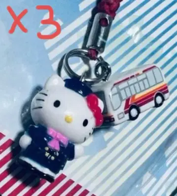 레트로 헬로키티 버스 가이드 & 버스 산리오 스트랩 3개 귀여운