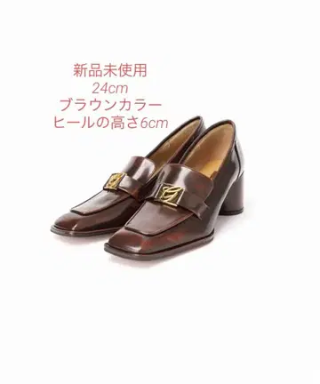 [ 미사용 새상품 ] GRISE 6cm 가죽 스퀘어 힐 로퍼