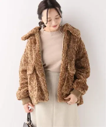 [ 미사용 ] IENA 이에나 퍼 블루종 브라운 자켓 무스탕