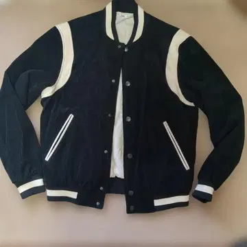 ZARA 블랙 코듀로이 바시티 자켓 충전솜 포함