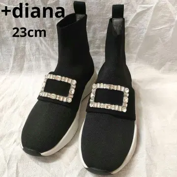 [ 새상품급 ] 플러스 다이애나 비쥬 버클 니트 스니커즈 23cm 블랙