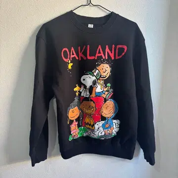 스누피 피넛 OAKLAND 프린트 맨투맨 블랙 S