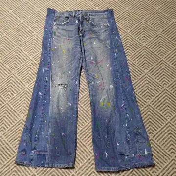 [리메이크] 페인트 스플래터 와이드 레그 데님