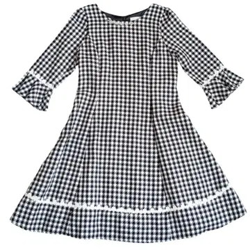 새상품 택 포함 LODISPOTTO 체크 원피스 7부 소매 무릎 기장