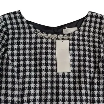 새상품 택 포함 LODISPOTTO 체크 원피스 7부 소매 무릎 기장